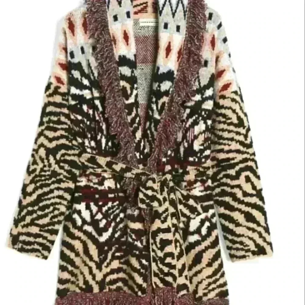 Anthropologie Paloma Fringed Boho Warm Knit Cardigan S